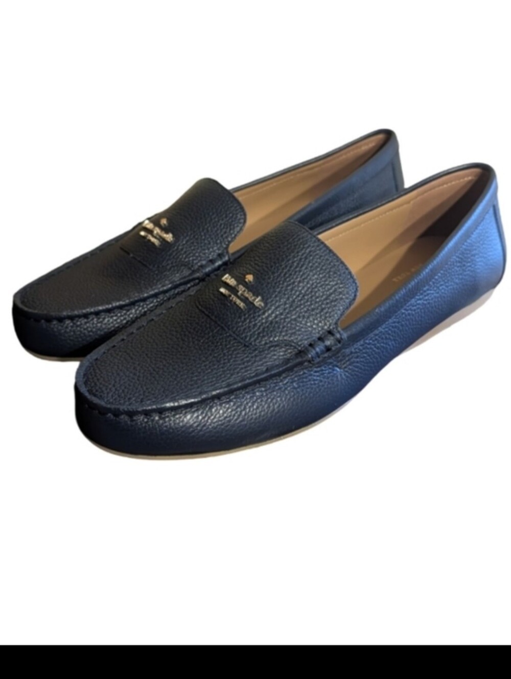 Kate Spade Briar Loafers in Navy Blue Pebbled Leather sz 8.5